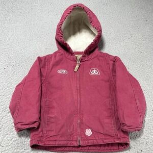 Berne‎ Jacket Girls 4T Pink Hooded Insulated Sherpa Lined Full Zip DuPont Logo